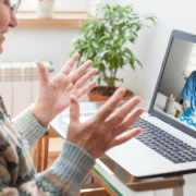 elderly woman on a telemedicine video call with her healthcare provider